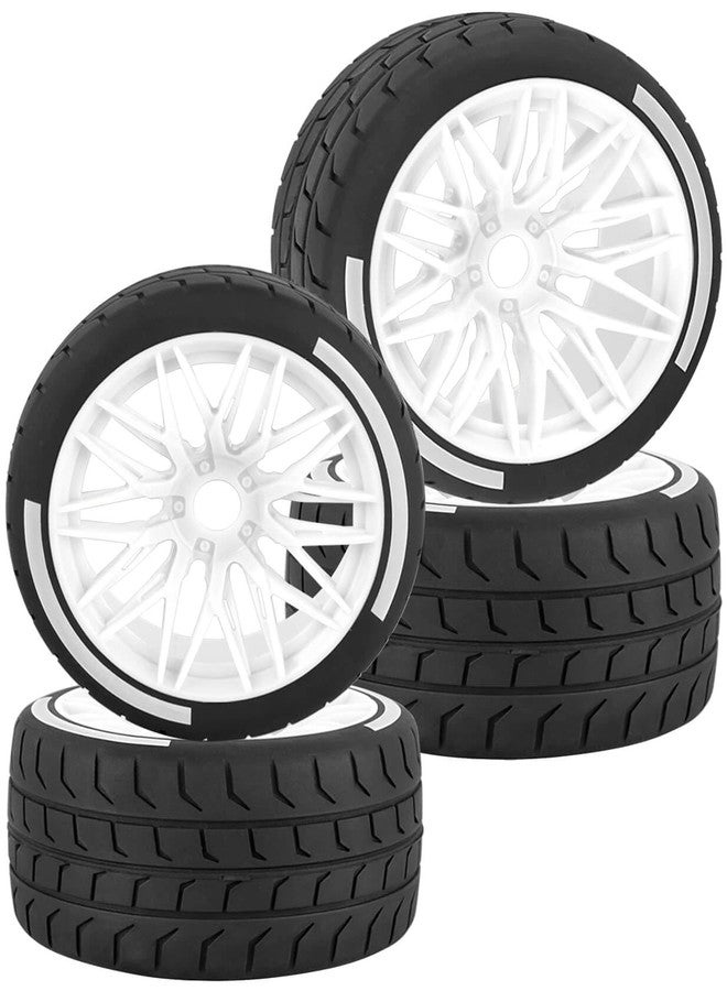 عجلات وإطارات BRCatWPark RC لسيارة Felony 6S BLX بمقياس 1/7، إطارات مطاطية للطرق السريعة، 4 قطع إطارات ناعمة للطرق السريعة لسيارات الانجراف RC، لون أبيض - Image 1